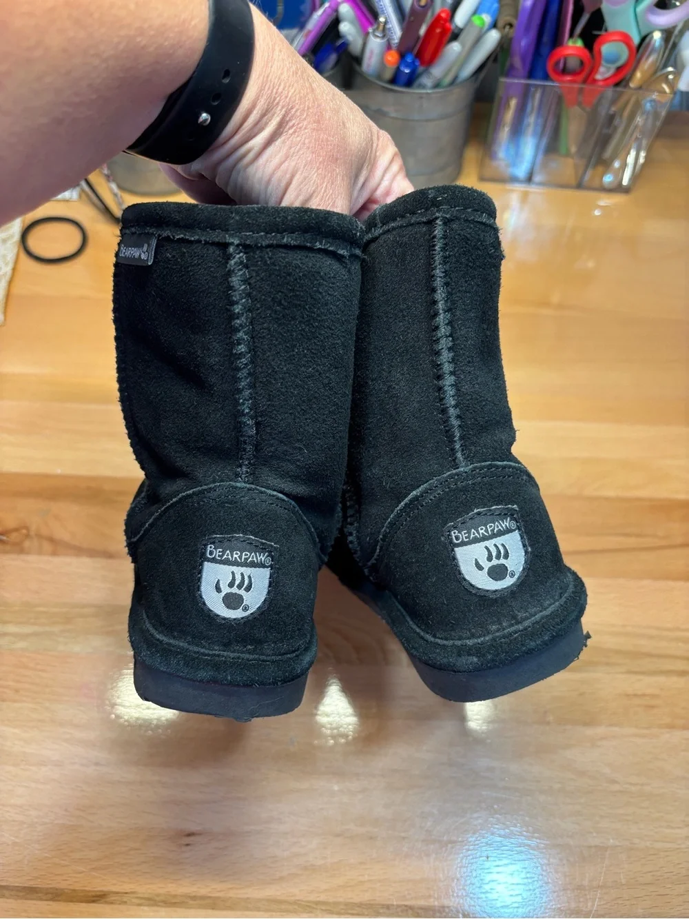 Classic Black Suede Shearling Winter Boots